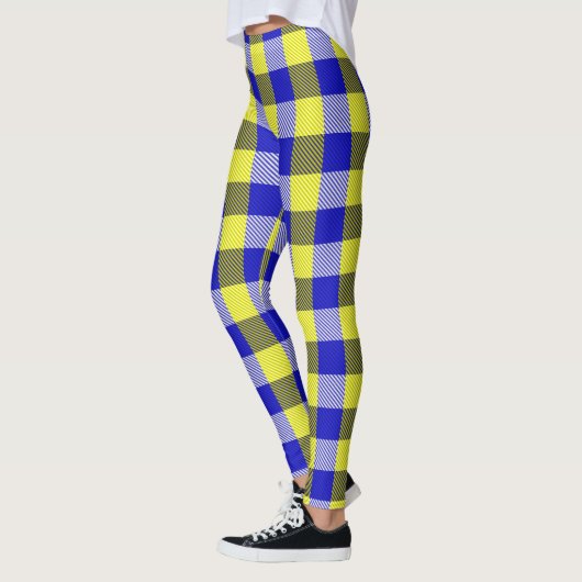 Leggings Design En vichy jaune bleu (Gauche)