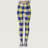 Leggings Design En vichy jaune bleu (Devant)