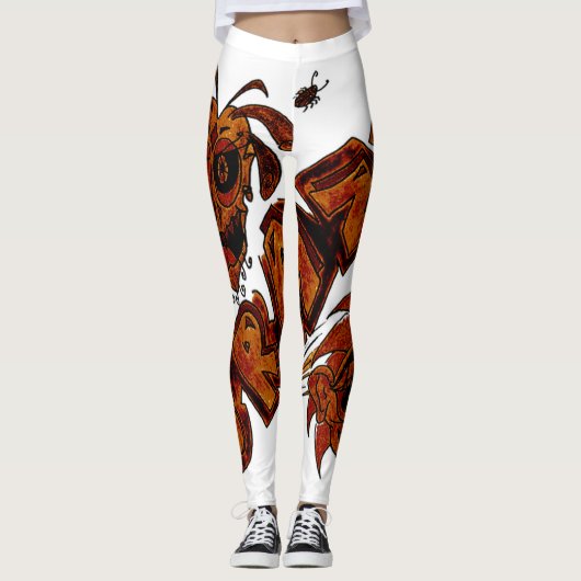 Leggings Design exclusif.  Orange brun fou (Devant)