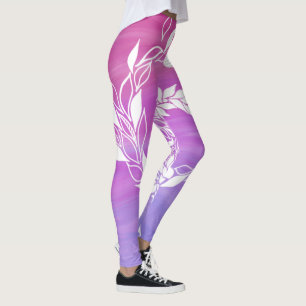 Leggings Design feuille Abstrait sur arrière - plan rose