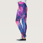 Leggings Design Feuille bleu pourpre courbé (Gauche)