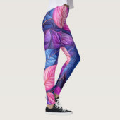 Leggings Design Feuille bleu pourpre courbé (Droite)