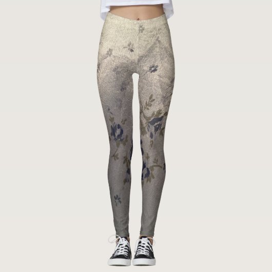 Leggings Design floral bleu (Devant)