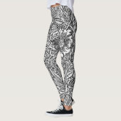 Leggings Design floral complexe en noir et blanc (Gauche)