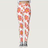 Leggings Design floral rose gras sur base blanche propre (Devant)