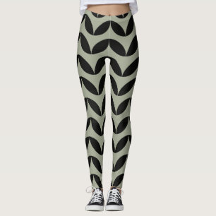 Leggings Design géométrique demi-cercle noir et vert clair