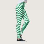 Leggings Design graphique vert et blanc Zigzag Motif (Droite)