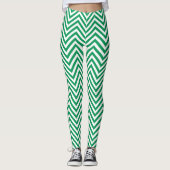 Leggings Design graphique vert et blanc Zigzag Motif (Devant)