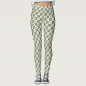 Leggings Design Khaki Fleurs Blanches Flore (Devant)