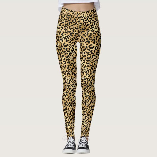 Leggings Design Leopard bleu et or 2 (Devant)