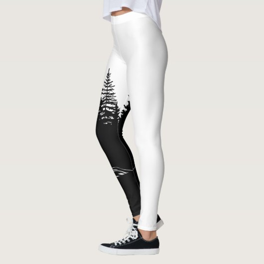 Leggings Design Loup blanc noir (Gauche)