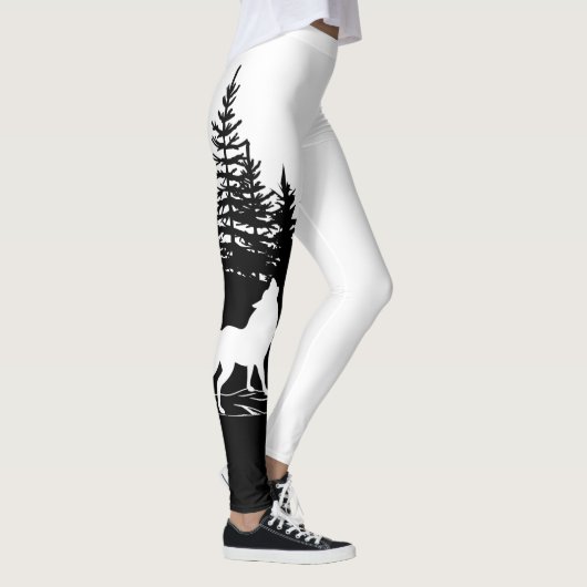Leggings Design Loup blanc noir (Droite)
