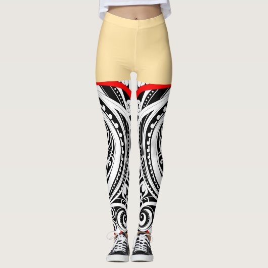 Leggings Design maori unique RED (Devant)