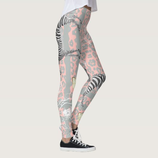 Leggings Design Moderne Eclectique Pastel Rose Grey (Droite)