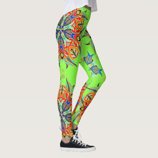 Leggings Design Motif Abstrait ( Vert chaux ) (Droite)