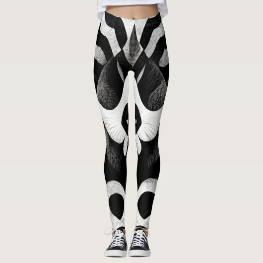 Leggings Design Motif animal noir et blanc (Devant)