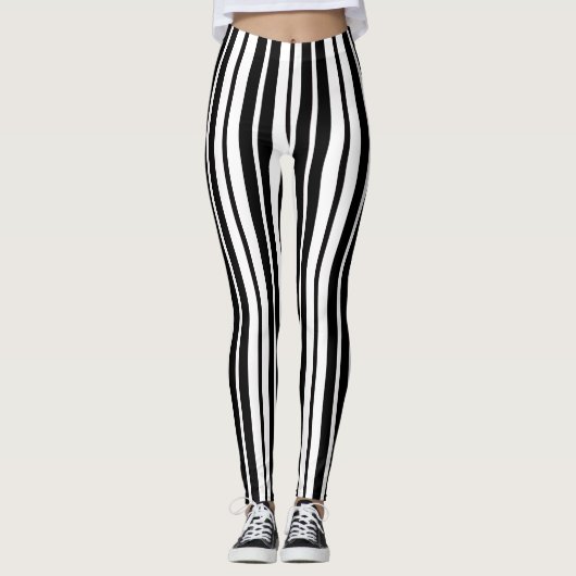 Leggings Design Motif de bandes verticales en noir blanc (Devant)