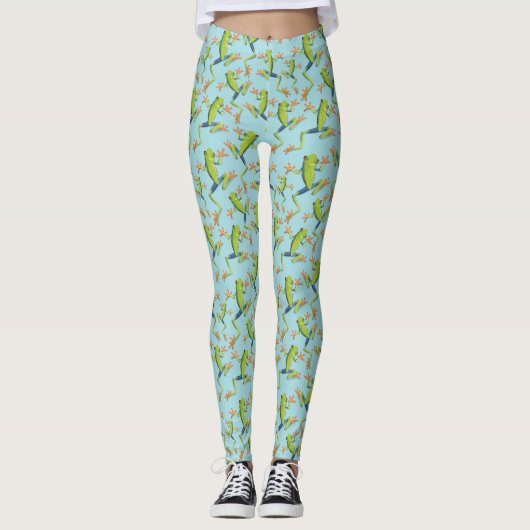 Leggings Design Motif de grenouilles à arbre vert (Devant)