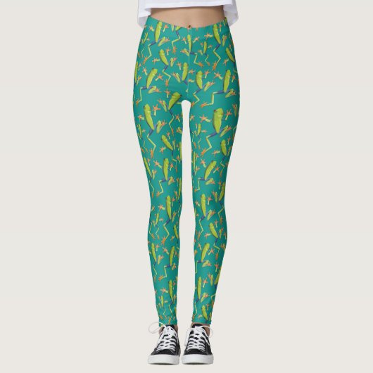 Leggings Design Motif de grenouilles à arbre vert (Devant)