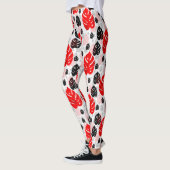 Leggings Design Motif d'illustration de feuille noire rouge (Gauche)