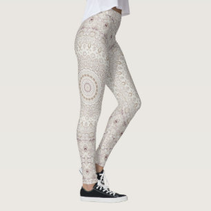 Leggings Design Motif en mandala beige et taupe