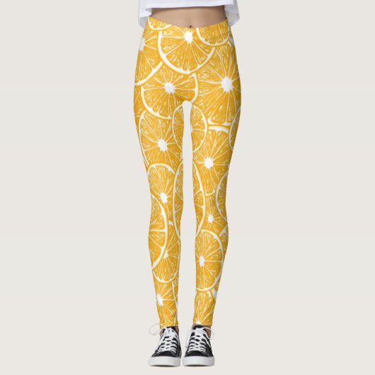 Leggings Design motif en tranches orange (Devant)