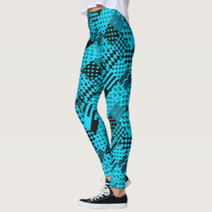 Leggings Design Motif mixte en noir bleu