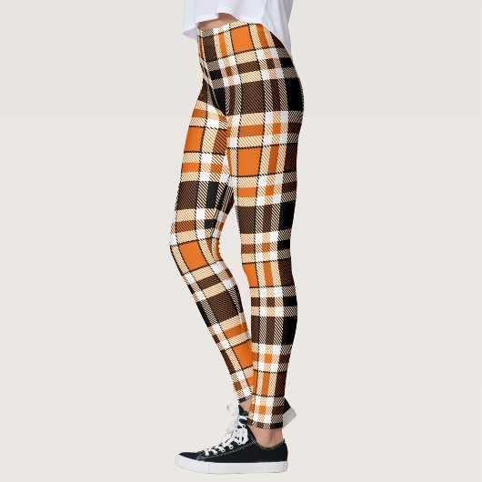 Leggings Design Motif orange noir blanc flanelle tatan