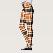 Leggings Design Motif orange noir blanc flanelle tatan (Gauche)