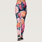 Leggings Design Motif Rose rouge rose orange (Dos)