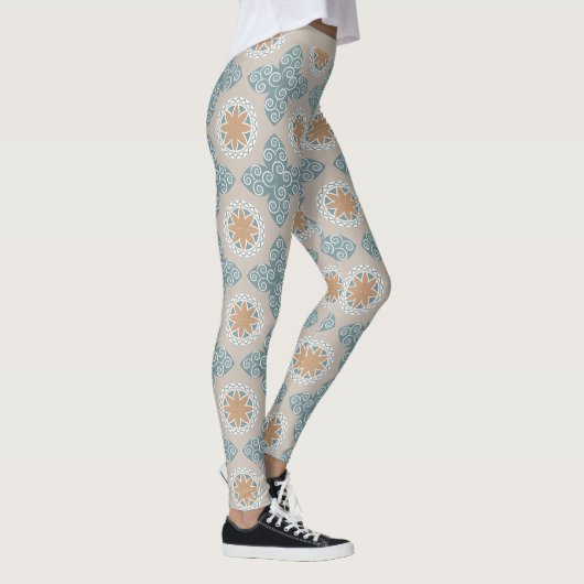 Leggings Design Motif tendance Sud-Ouest Bleu Beige (Droite)