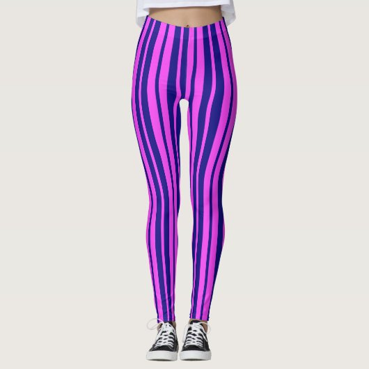 Leggings Design Motif violet bleu élégant rayures (Devant)