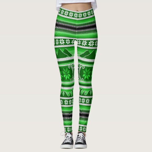Leggings Design nordique hiver vert (Devant)
