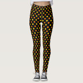 Leggings Design Orange Jaune Sur Points noirs  (Devant)