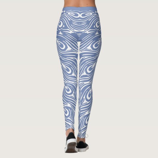 Leggings Design Peacock bleu et blanc (Dos)