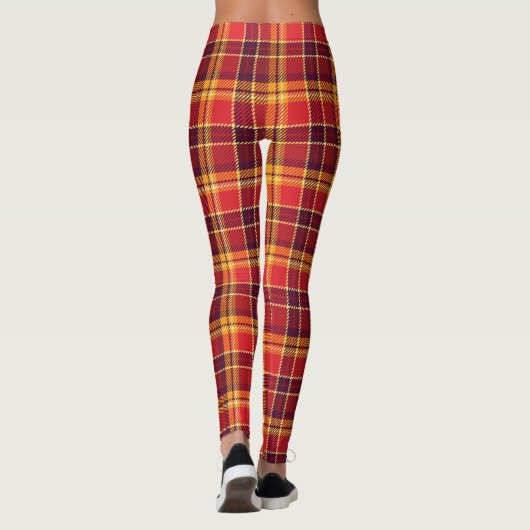 Leggings Design Plaid rouge et jaune (Dos)