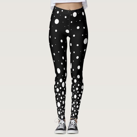 Leggings Design Pois en chute blanche (Devant)