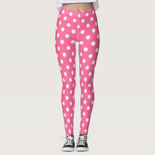 Leggings Design Pois rose blanc