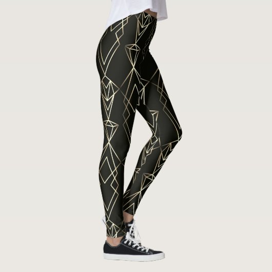 Leggings Design rétro classique en noir et or (Droite)