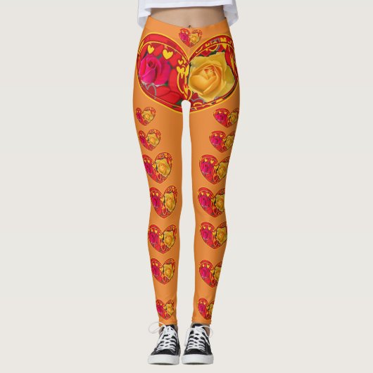 leggings design rose et Hearts (Devant)