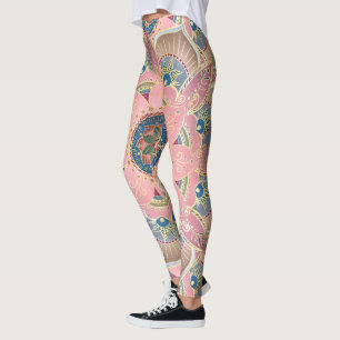 Leggings Design tendance métal or et rose Mandala