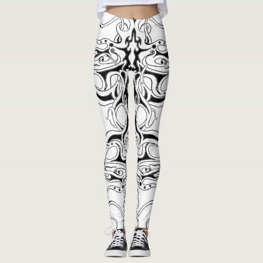 Leggings Design tribal de Black and White Empire (Devant)