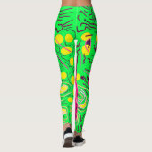 Leggings Design vert citron vert rose et jaune (Dos)