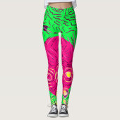 Leggings Design vert citron vert rose et jaune (Devant)