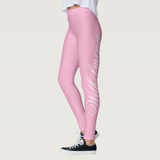 Leggings Design Your Own Name on Stylish Light Pink (Gauche)