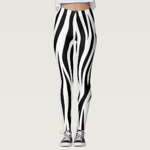 Leggings design zèbre noir et blanc