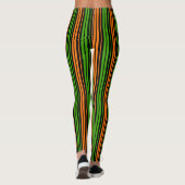 Leggings Dessin à rayures verticales orange vert noir (Dos)
