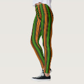 Leggings Dessin à rayures verticales orange vert noir (Gauche)