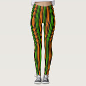 Leggings Dessin à rayures verticales orange vert noir (Devant)