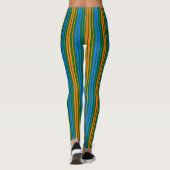 Leggings Dessin à rayures verticales vert orange bleu (Dos)